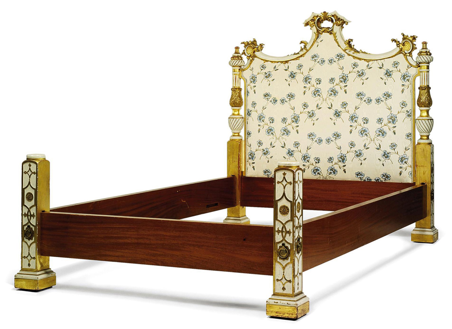 A 'ROCOCO' PARCEL-GILT AND WHITE-PAINTED SINGLE BED