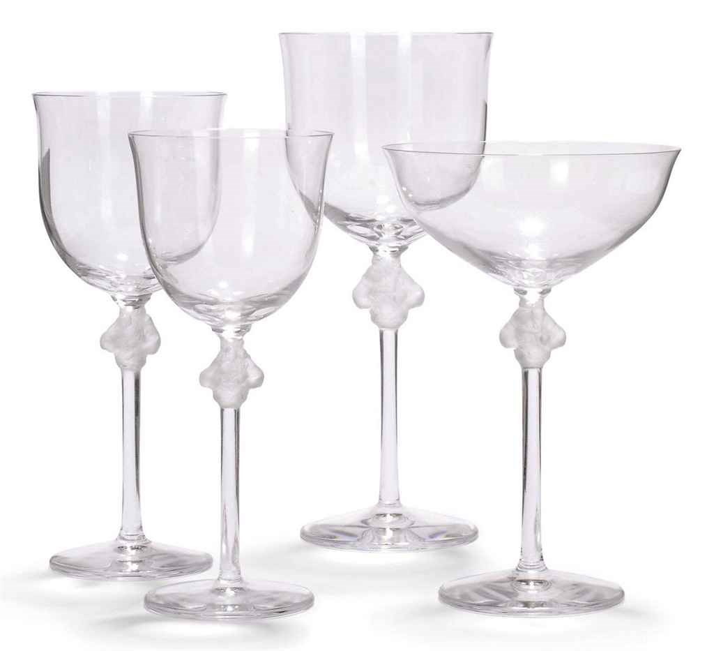A SUITE OF MODERN LALIQUE GLASSES