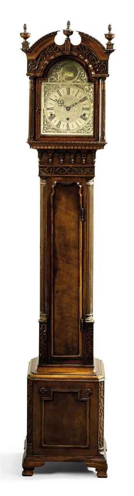 AN EDWARDIAN MINIATURE MAHOGANY QUARTER-STRIKING LONGCASE CLOCK