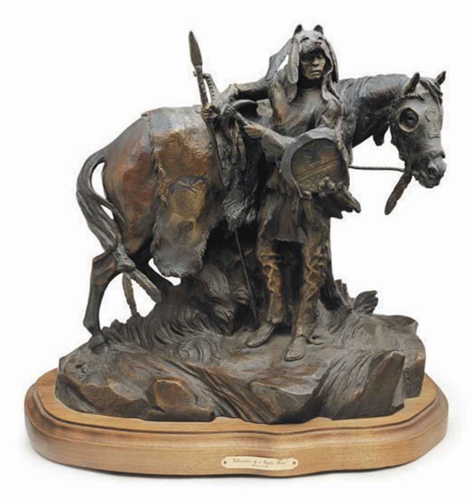 AN AMERICAN PATINATED-BRONZE FIGURAL GROUP,