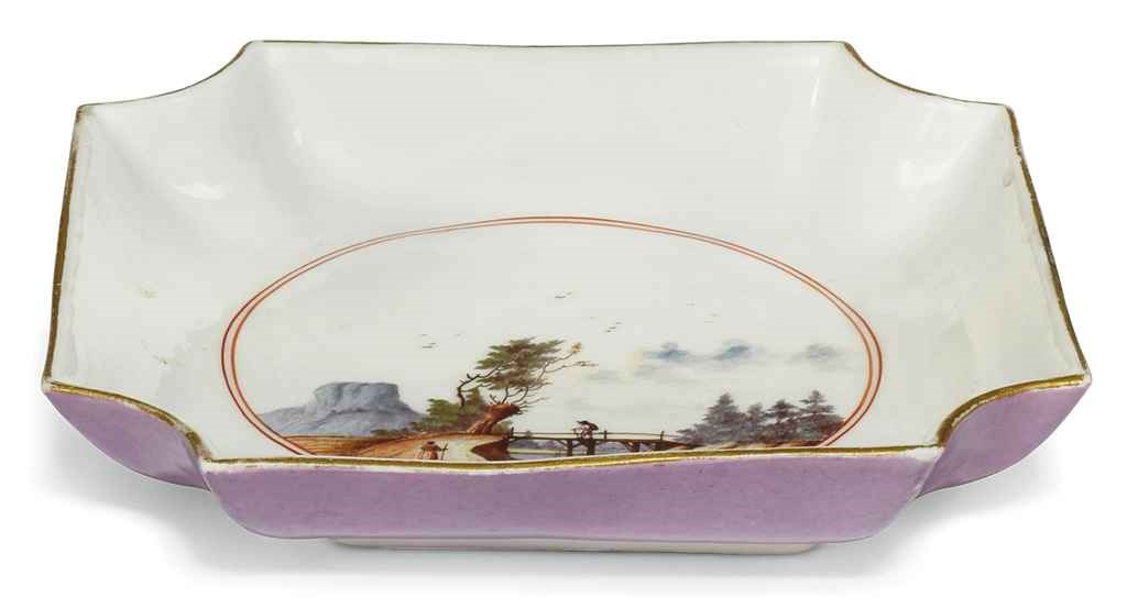 A MEISSEN POWDERED-LILAC GROUND SPOON-TRAY