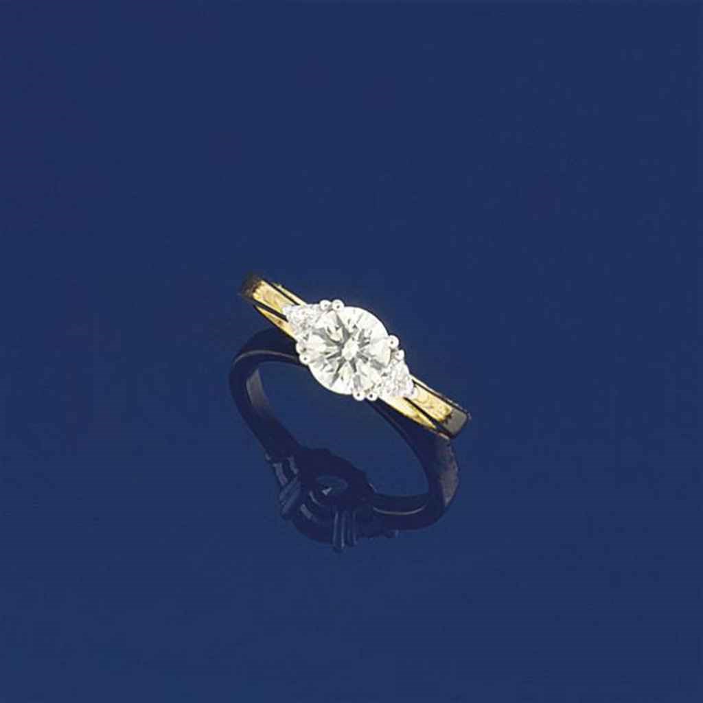 A three-stone diamond ring