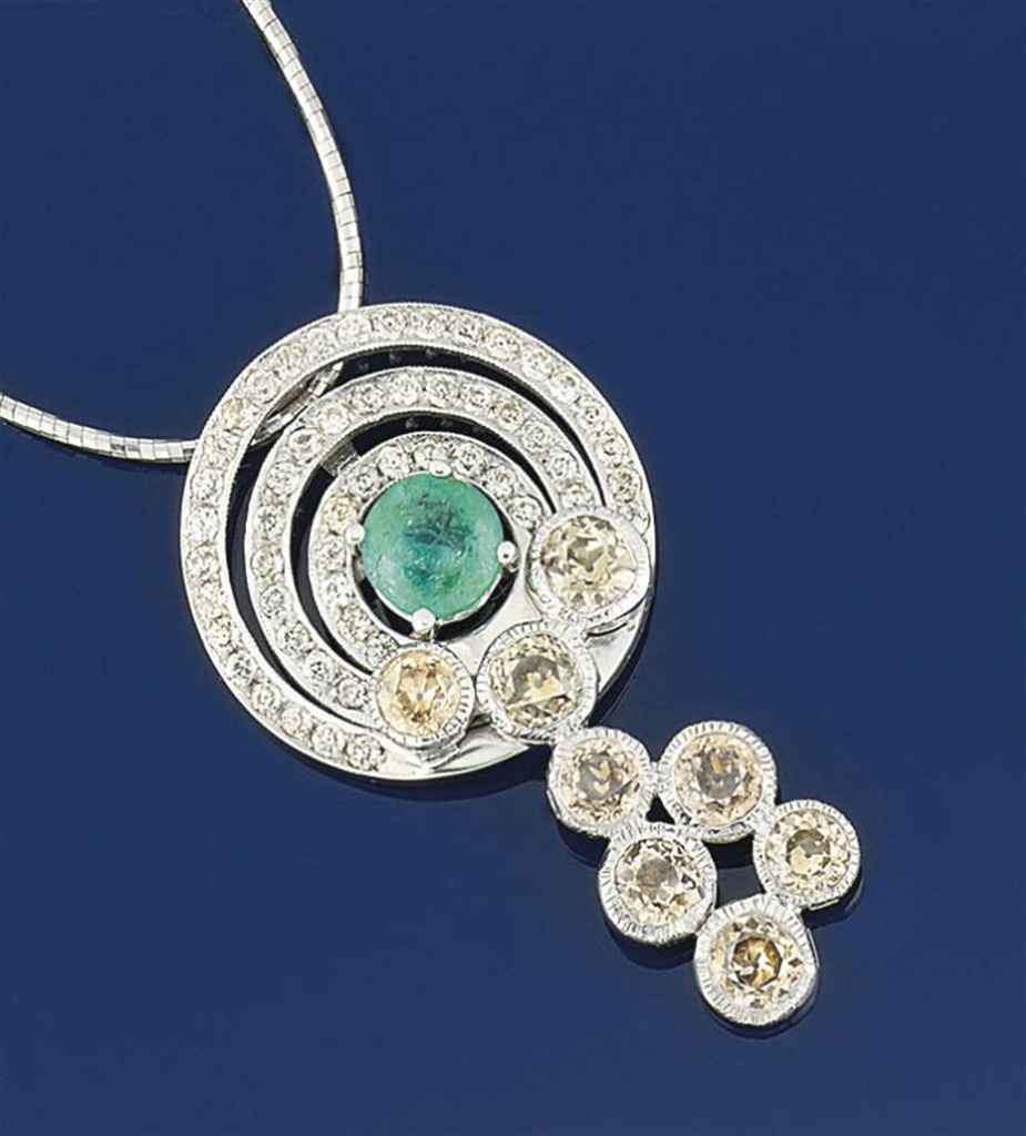 An emerald and diamond necklace