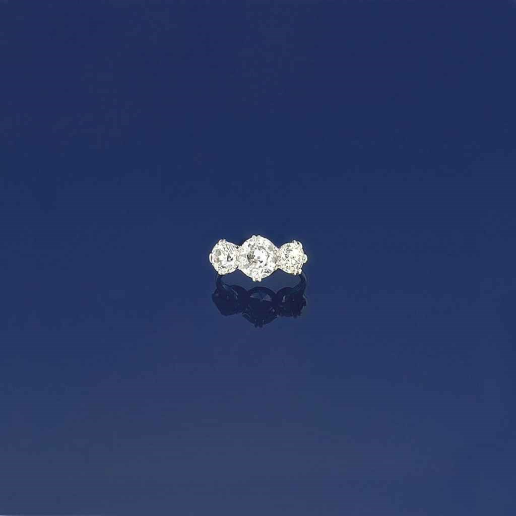 A diamond three-stone ring