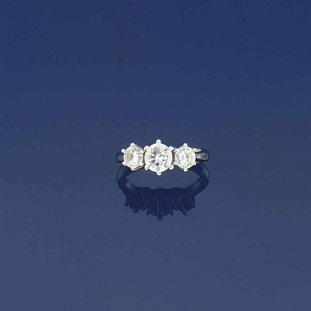 A diamond three-stone ring
