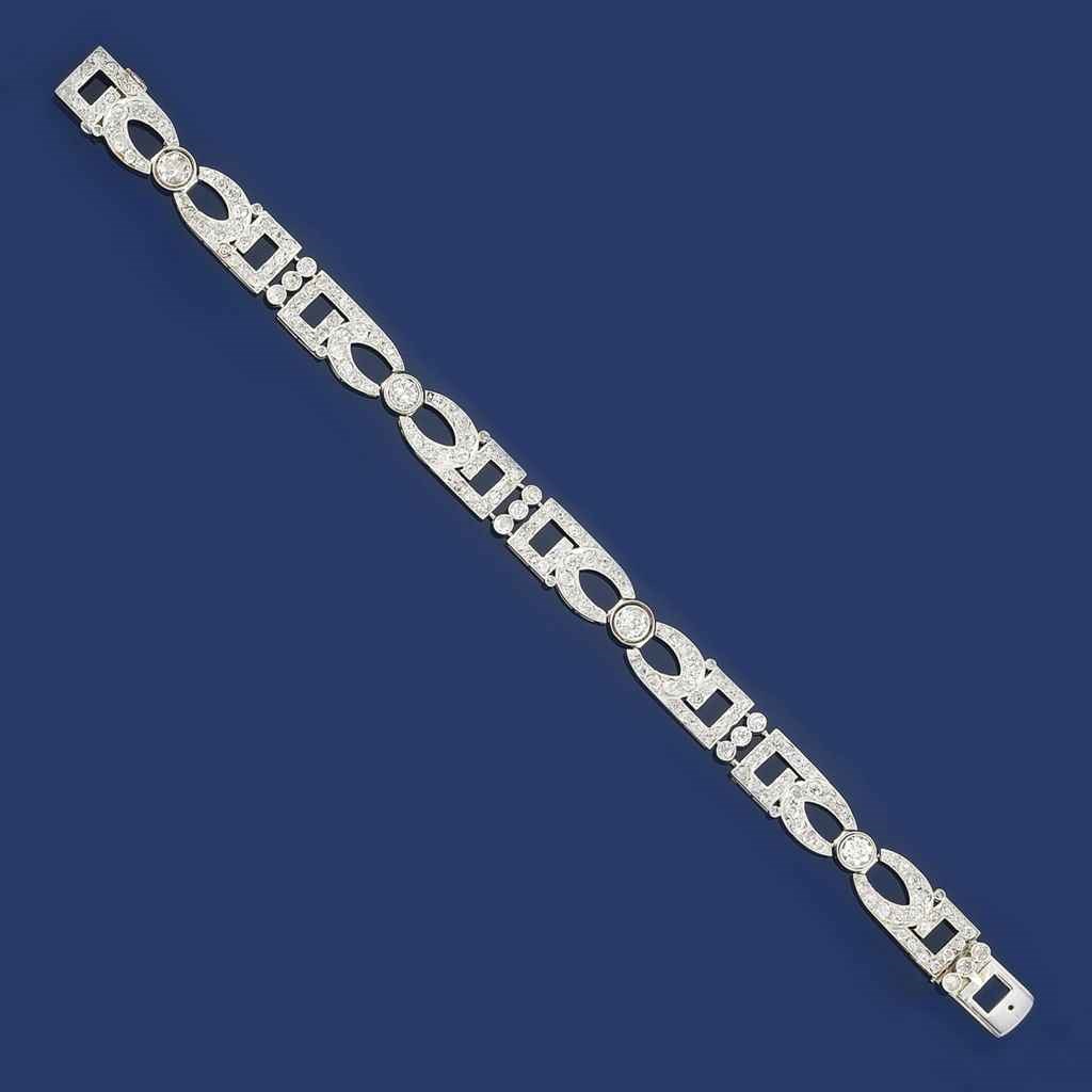 A diamond-set panel bracelet