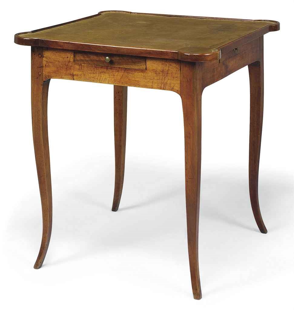 A FRENCH PROVINCIAL WALNUT CARD TABLE