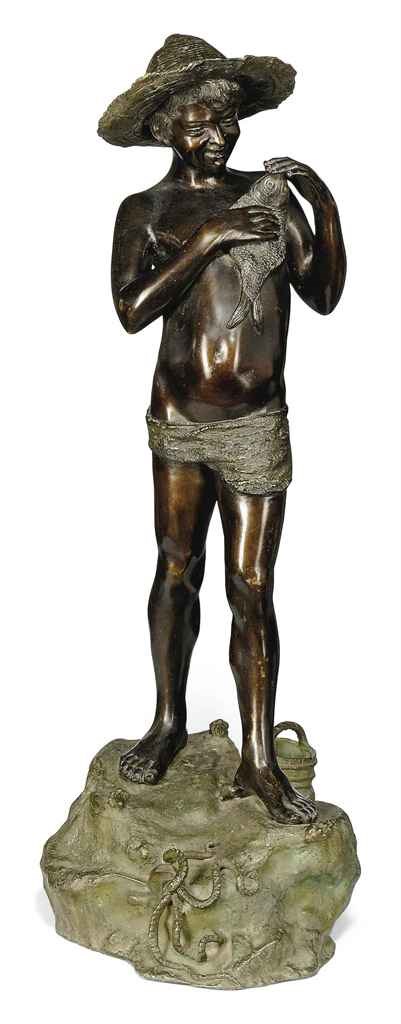 A NEAPOLITAN BRONZE FIGURE OF A FISHERBOY
