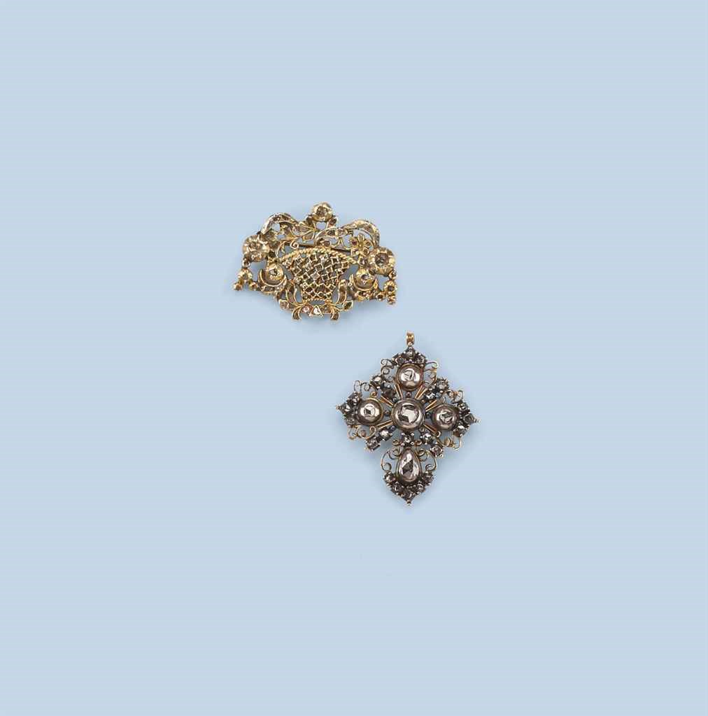 TWO ANTIQUE DIAMOND PENDANTS
