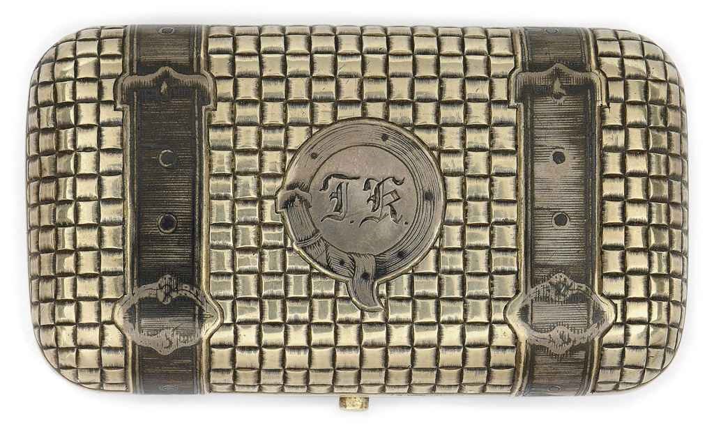 A RUSSIAN PARCEL-GILT SILVER AND NIELLO TROMPE L'OEIL CIGARETTE CASE