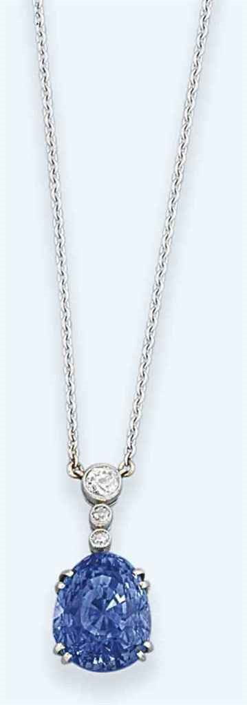 A sapphire and diamond pendant necklace