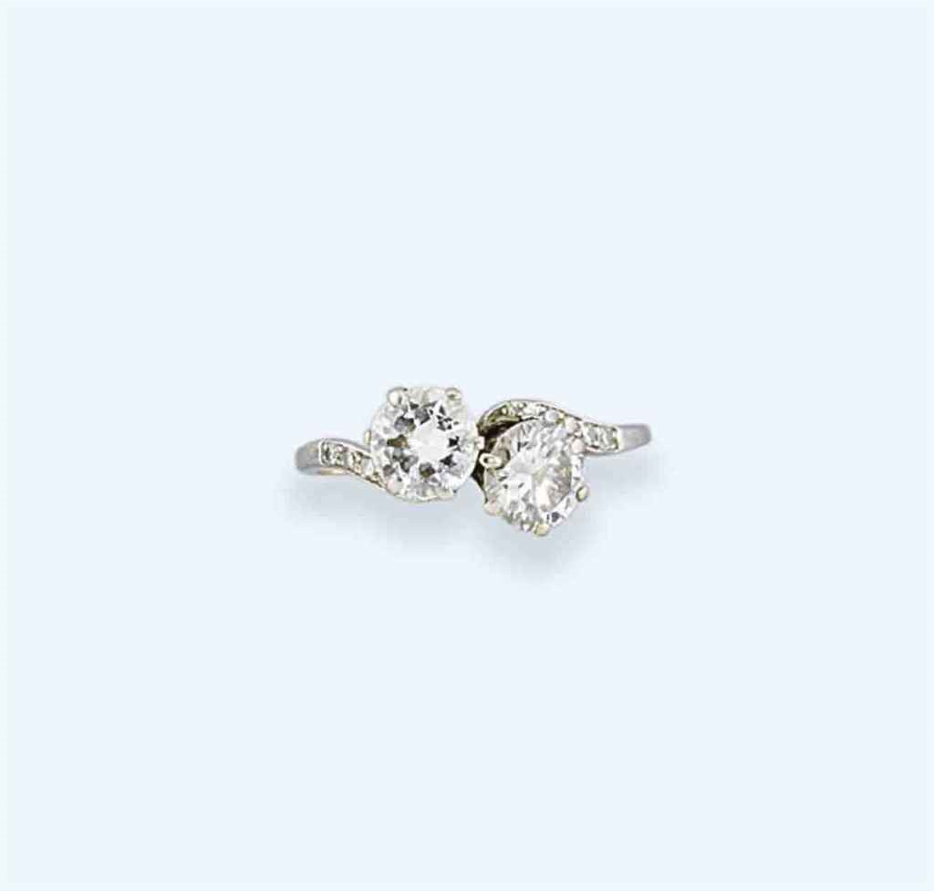 A diamond two-stone ring