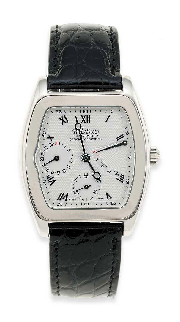 A stainless steel automatic calendar wristwatch, by Paul Picot