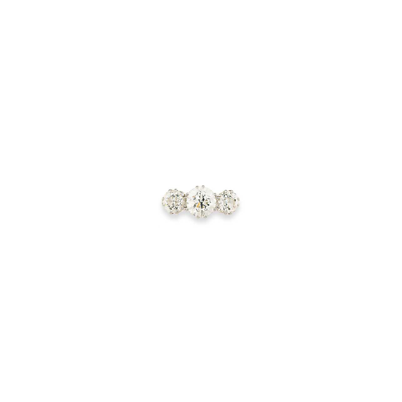 A three-stone diamond ring