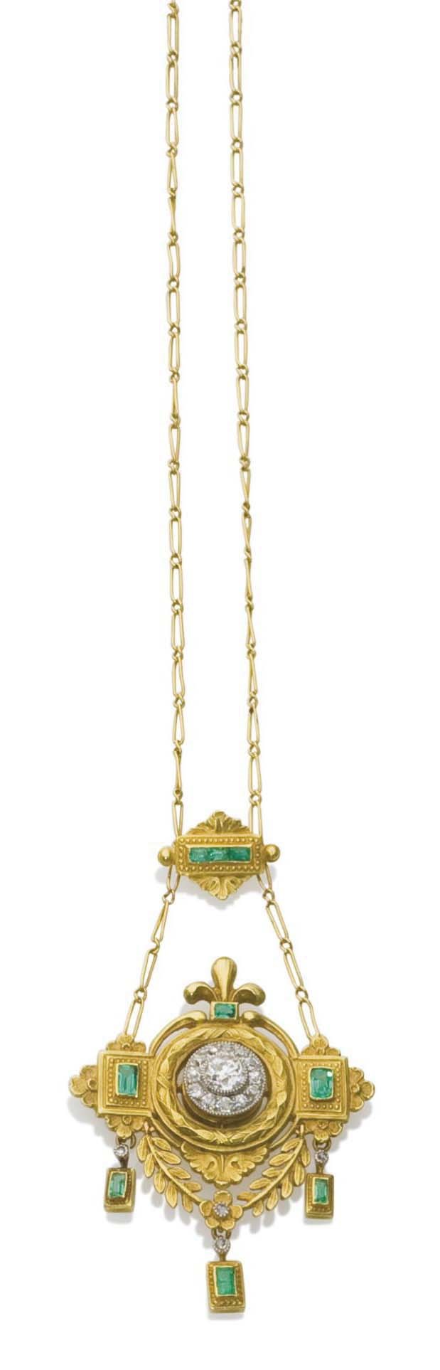COLLIER EMERAUDES ET DIAMANTS