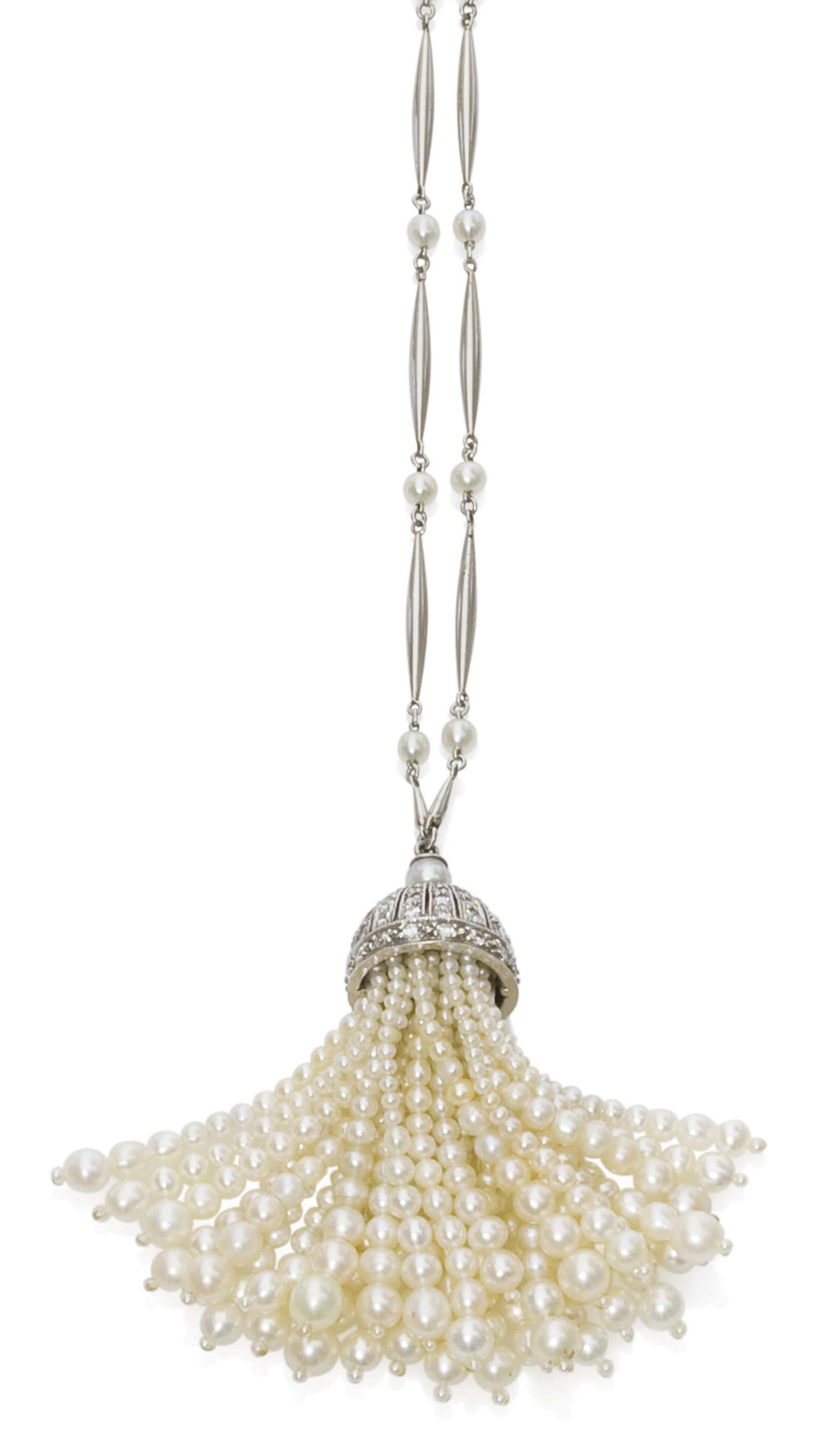 COLLIER PERLES ET DIAMANTS