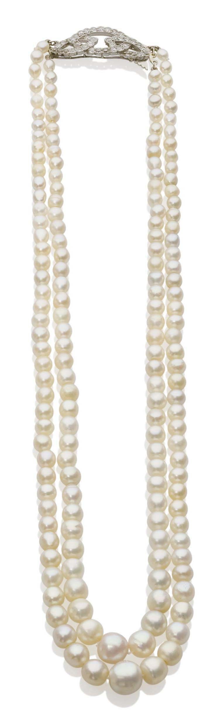 COLLIER PERLES ET DIAMANTS