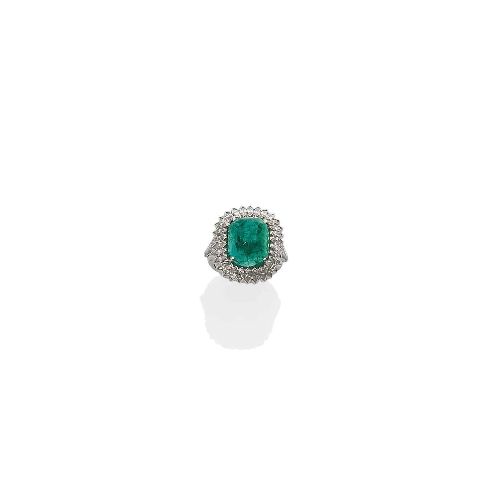BAGUE EMERAUDE ET DIAMANTS