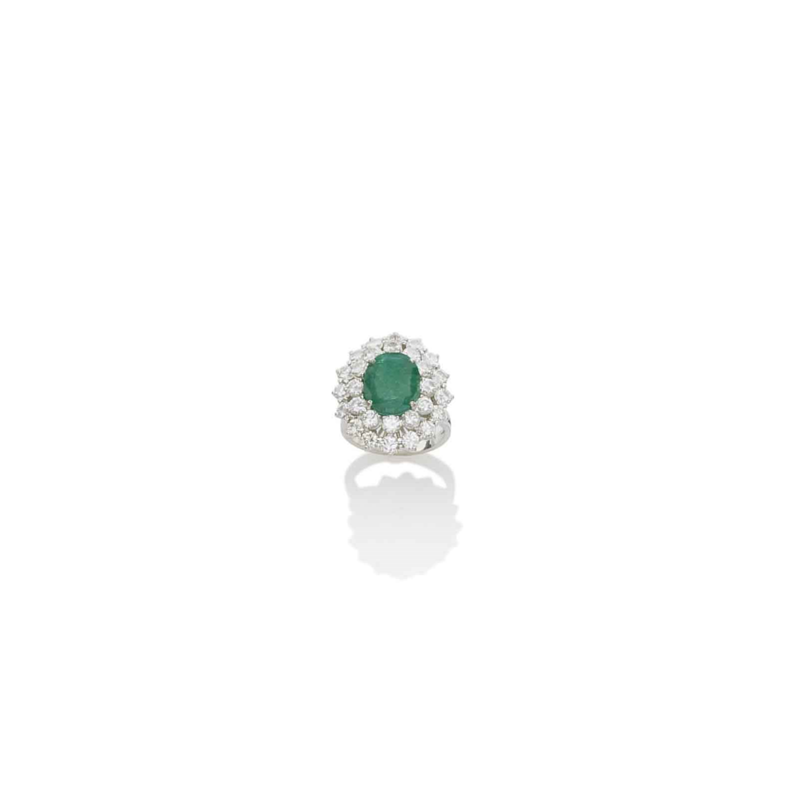 BAGUE EMERAUDE ET DIAMANTS