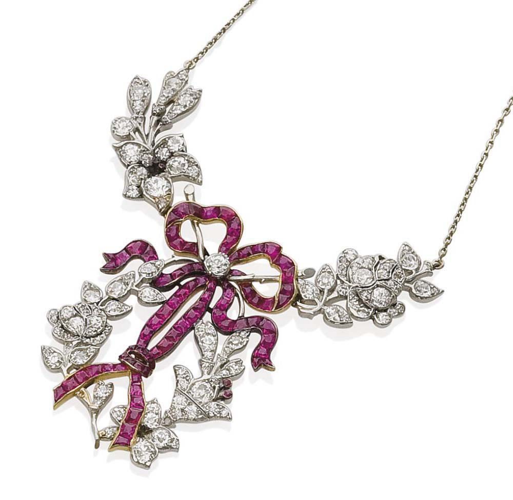 COLLIER RUBIS ET DIAMANTS