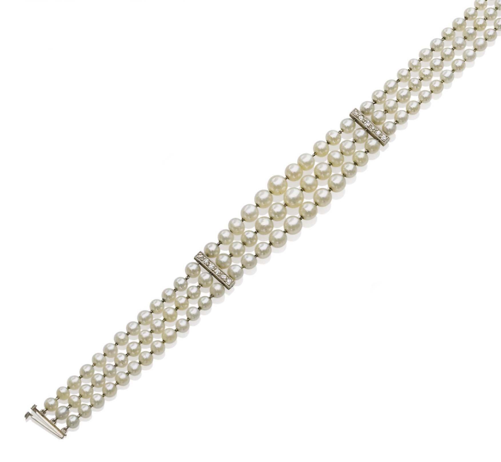 BRACELET PERLES ET DIAMANTS