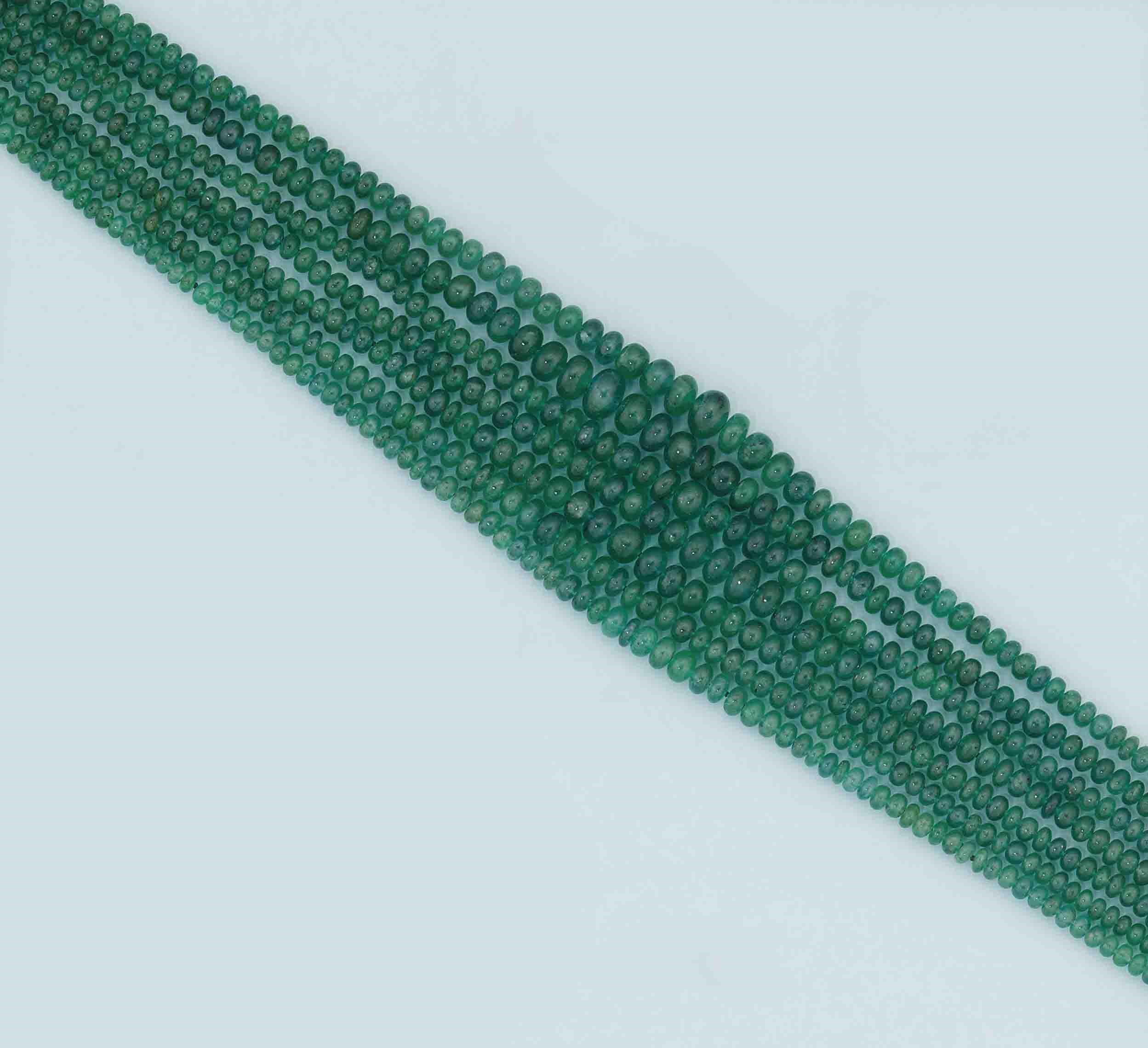 An emerald bead necklace
