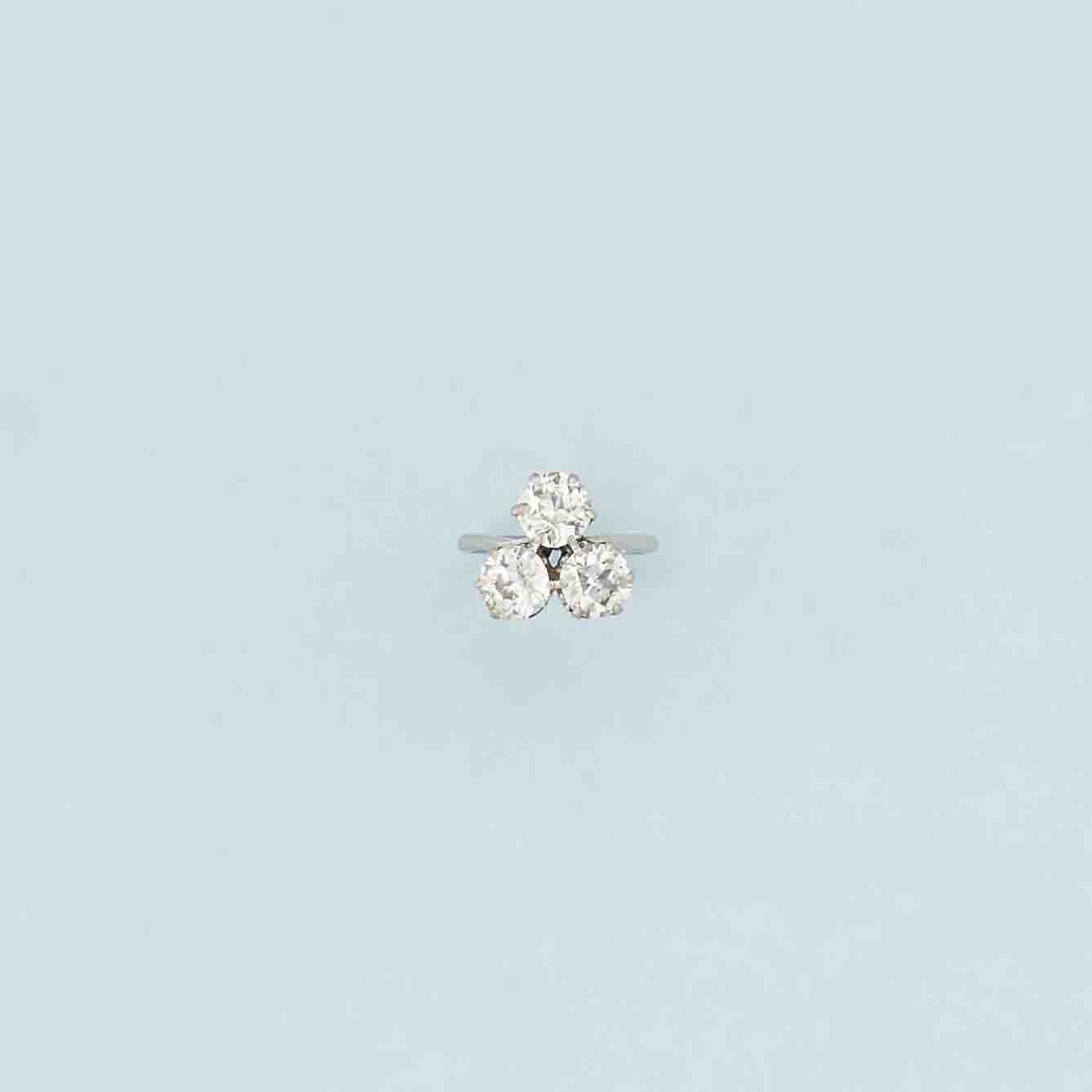 A diamond three-stone ring