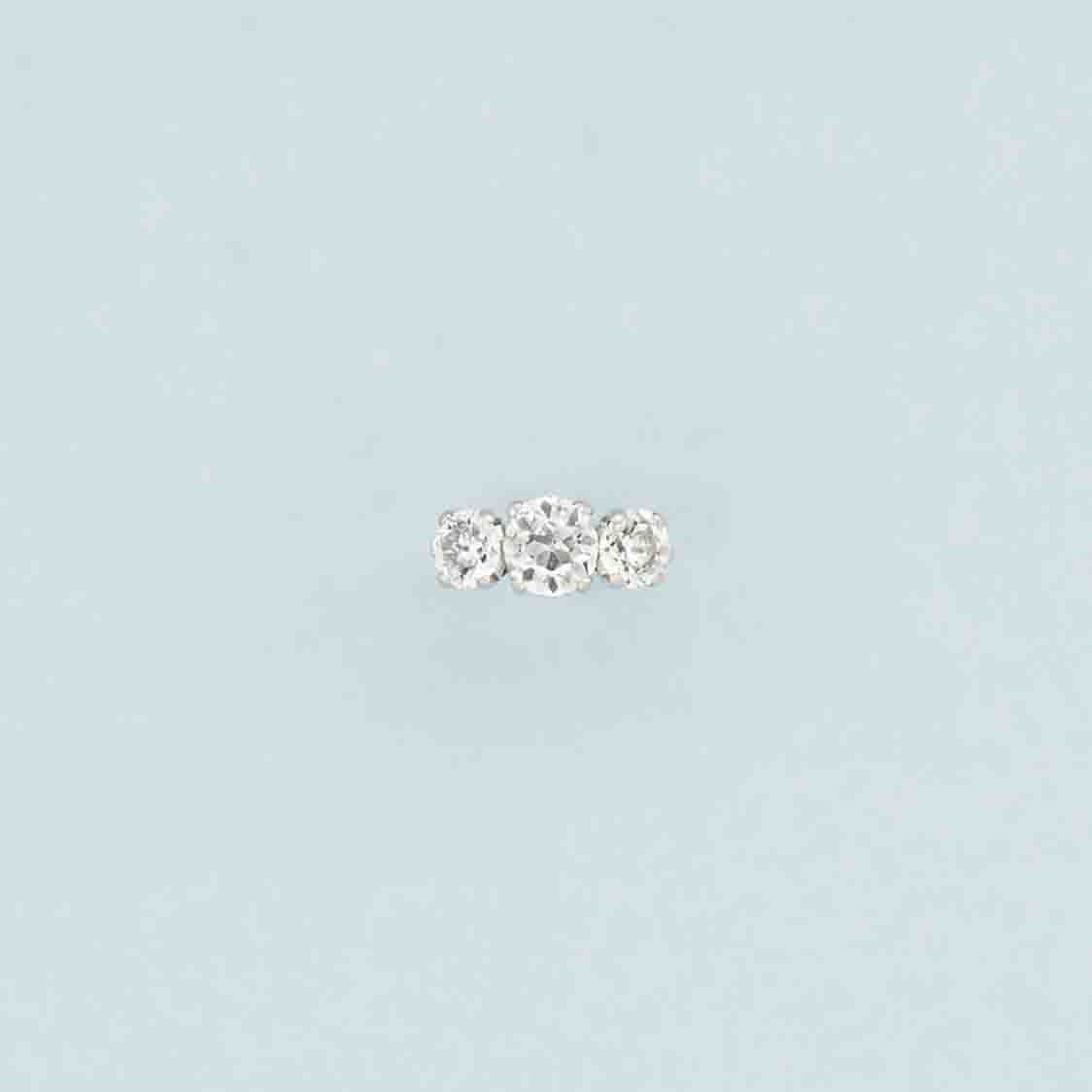 A three-stone diamond ring