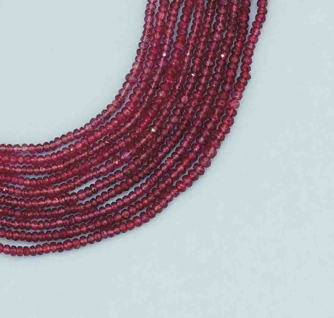 A spinel multi-strand necklace