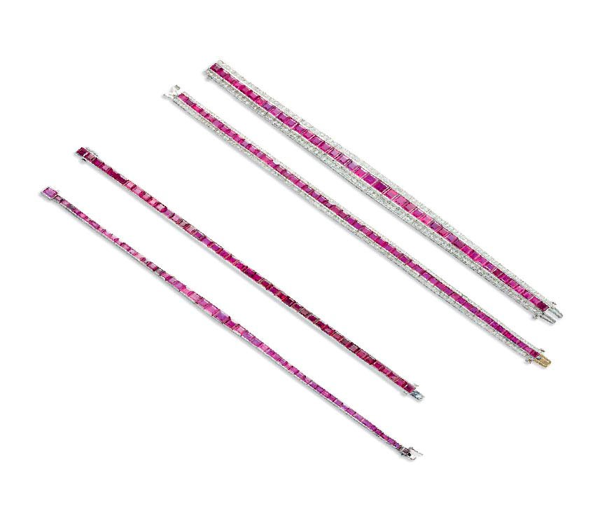 FOUR RUBY LINE BRACELETS