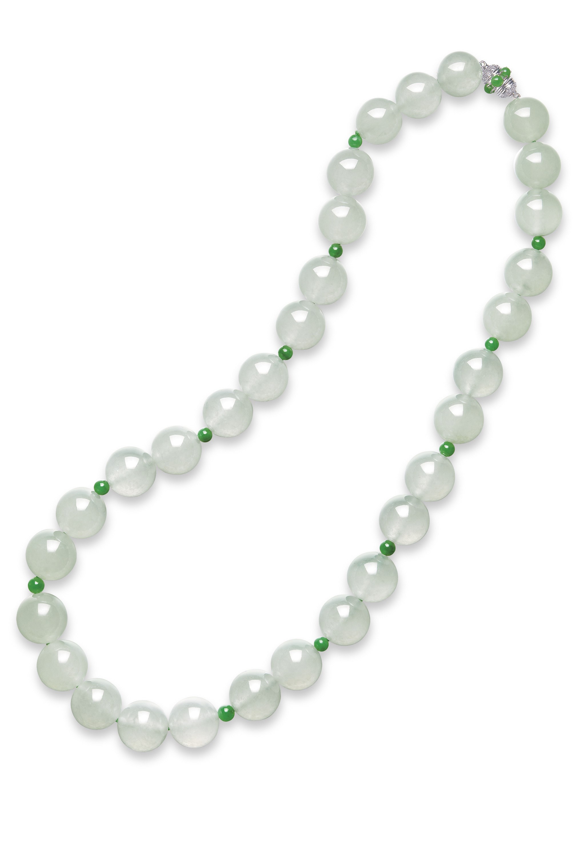 A JADEITE BEAD NECKLACE