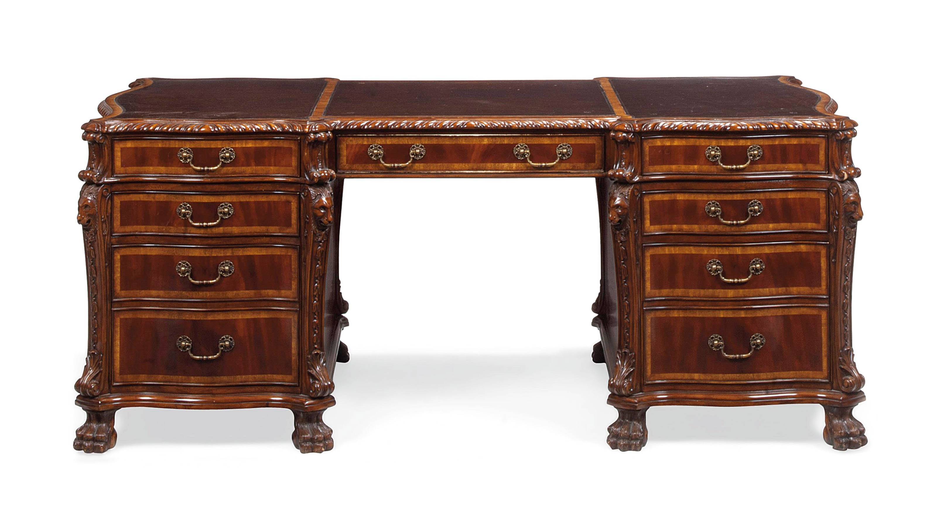 A MAHOGANY PARTNERS' DESK