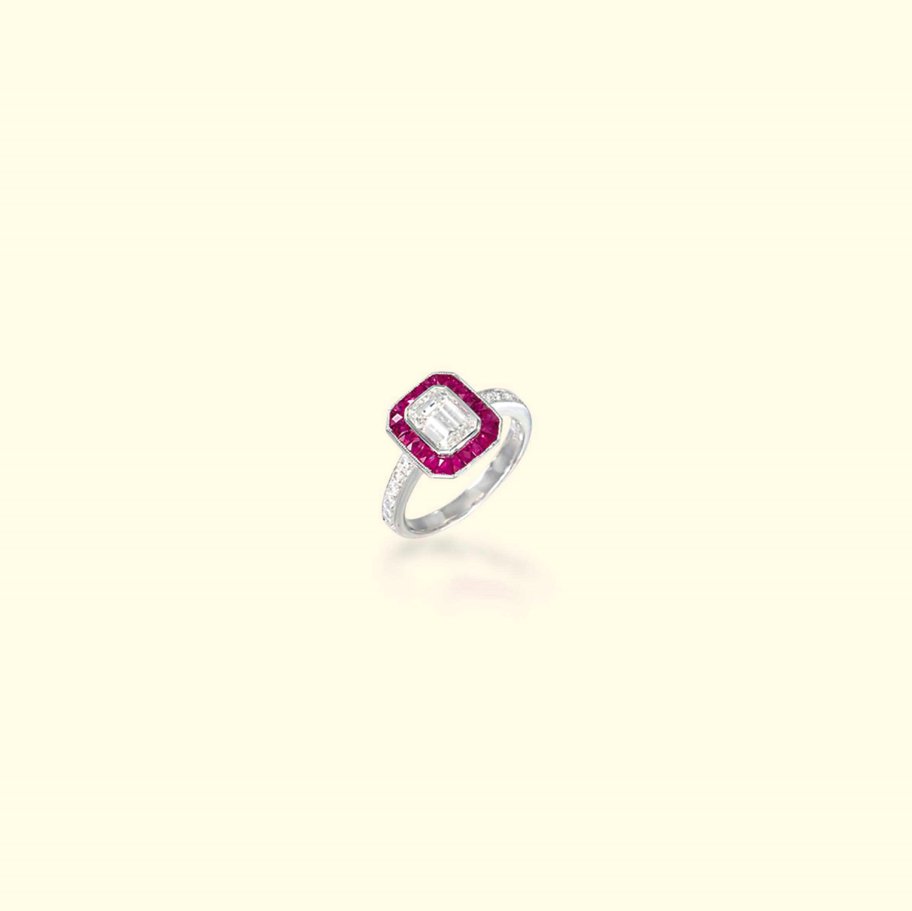 A DIAMOND AND RUBY RING