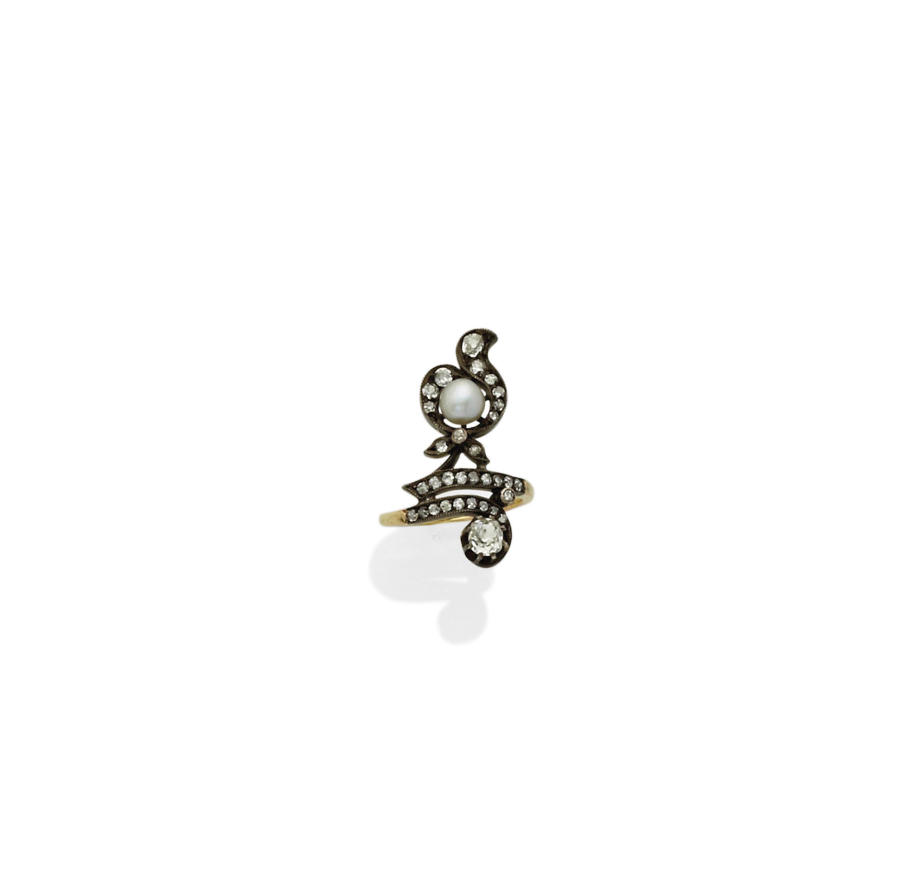 BAGUE PERLE ET DIAMANTS