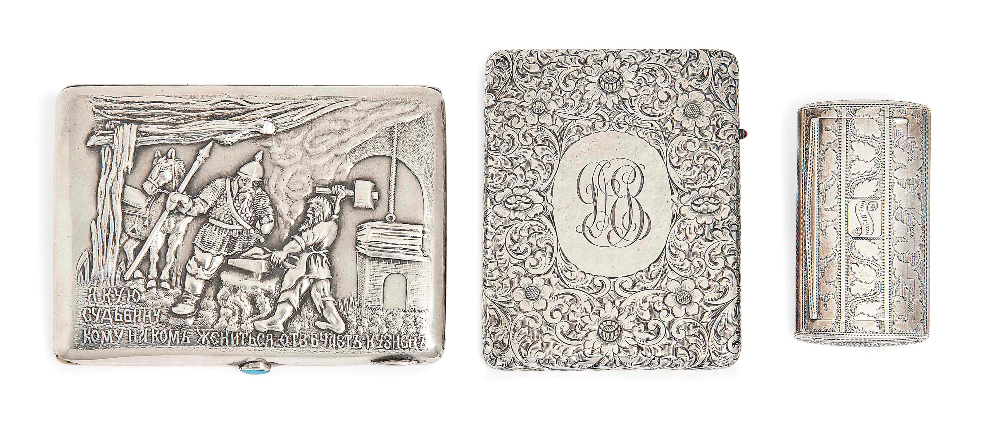 A RUSSIAN SILVER CIGARETTE CASE
