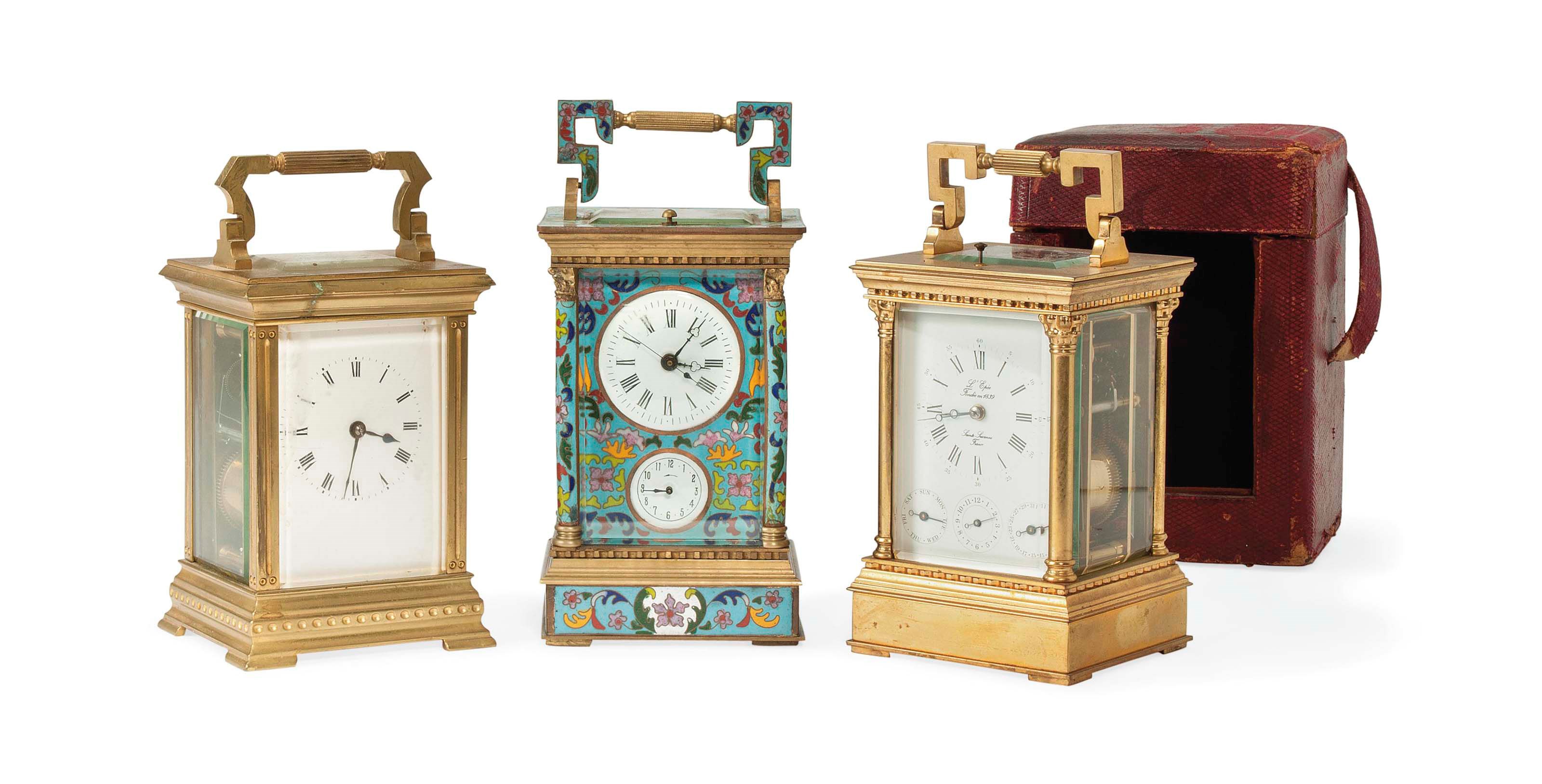 THREE VARIOUS CARRIAGE CLOCKS