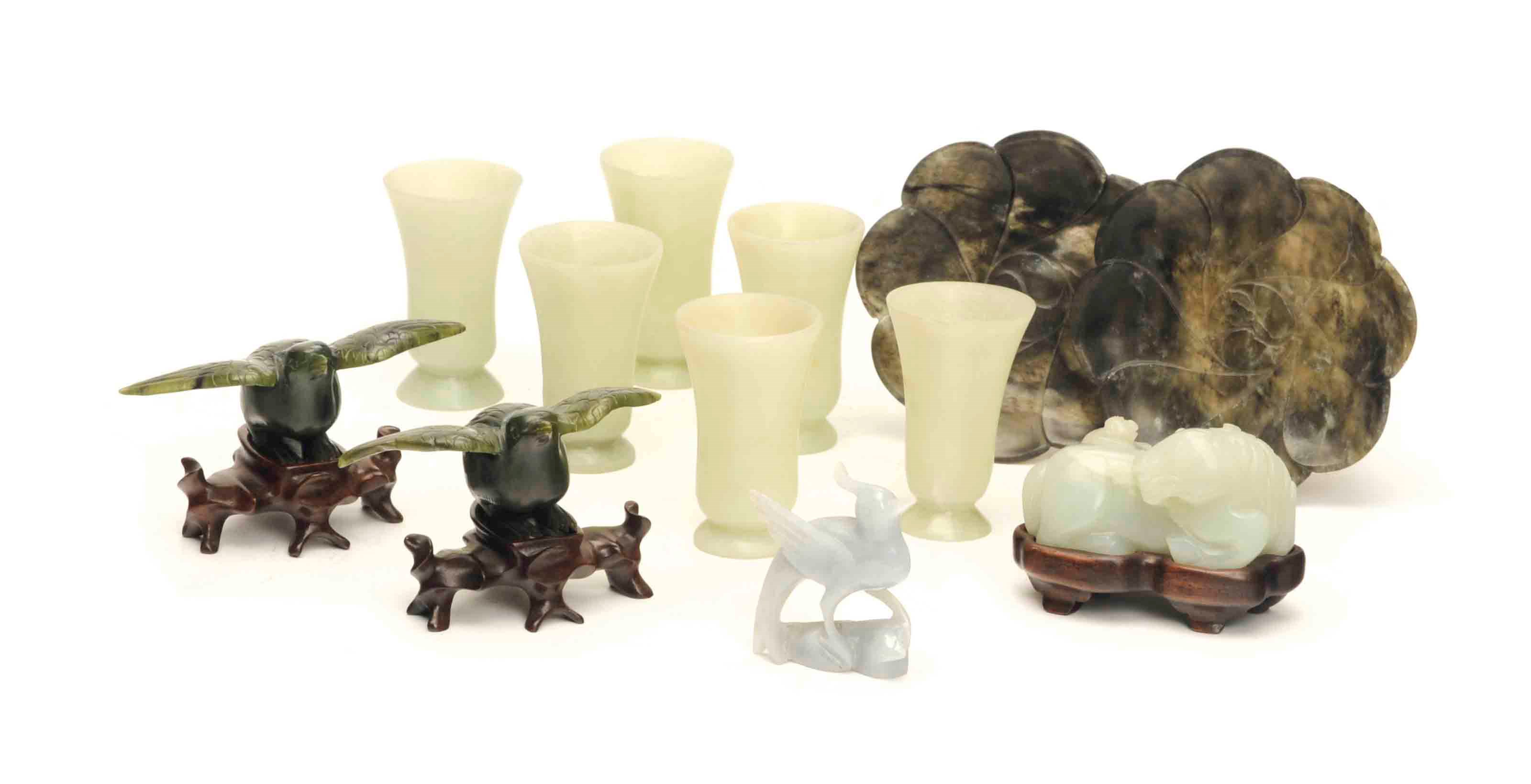 TWELVE CHINESE JADE ITEMS,
