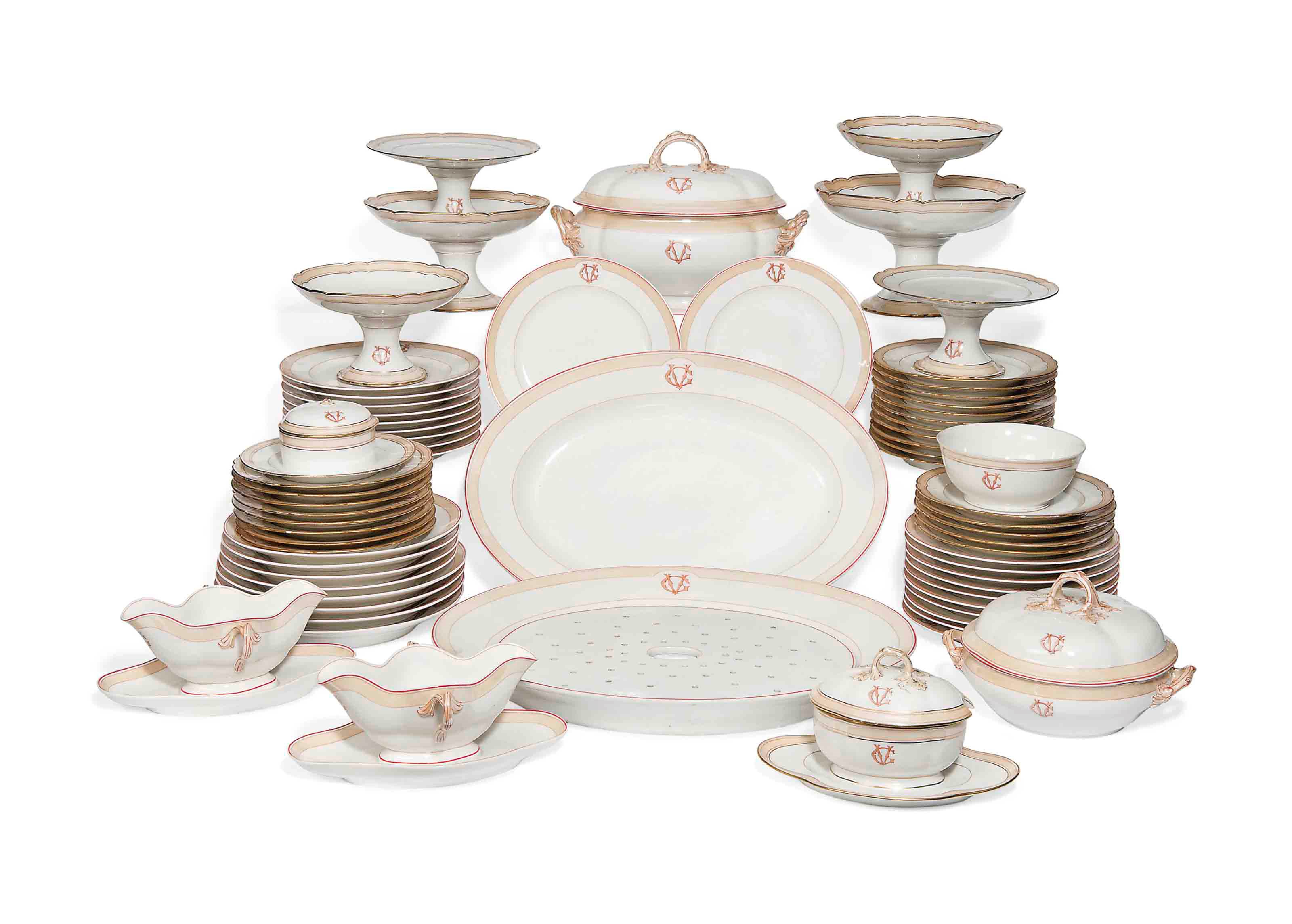A PARIS (BREVETE BRIANCHON) COMPOSITE PART DINNER-SERVICE