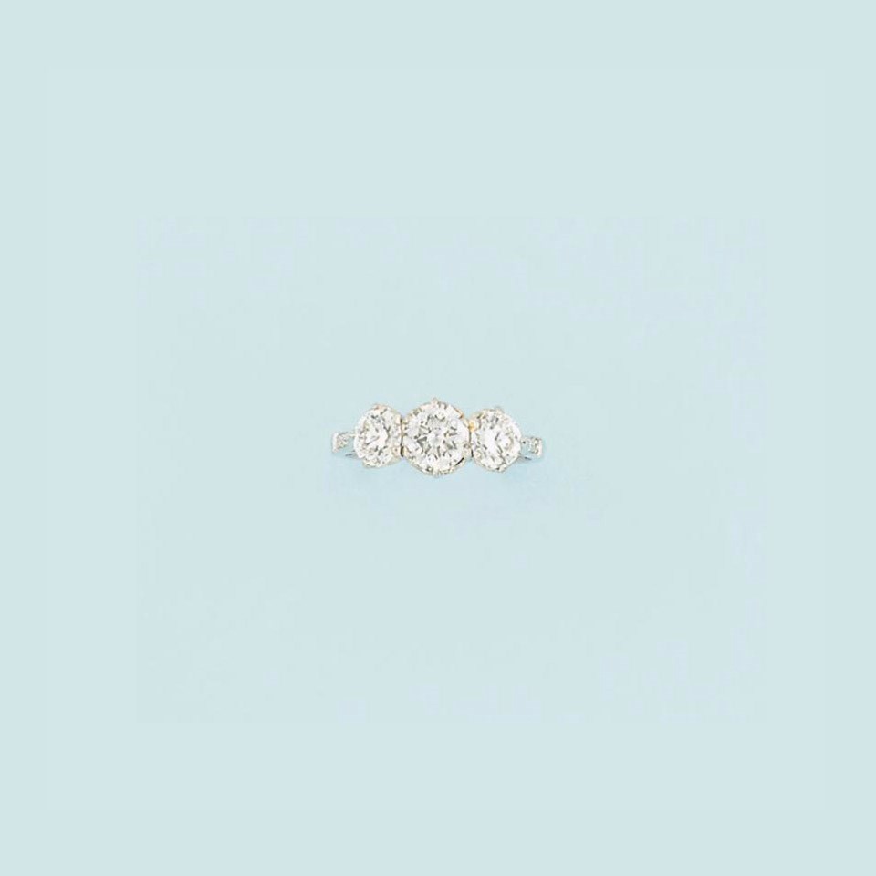 A three-stone diamond ring
