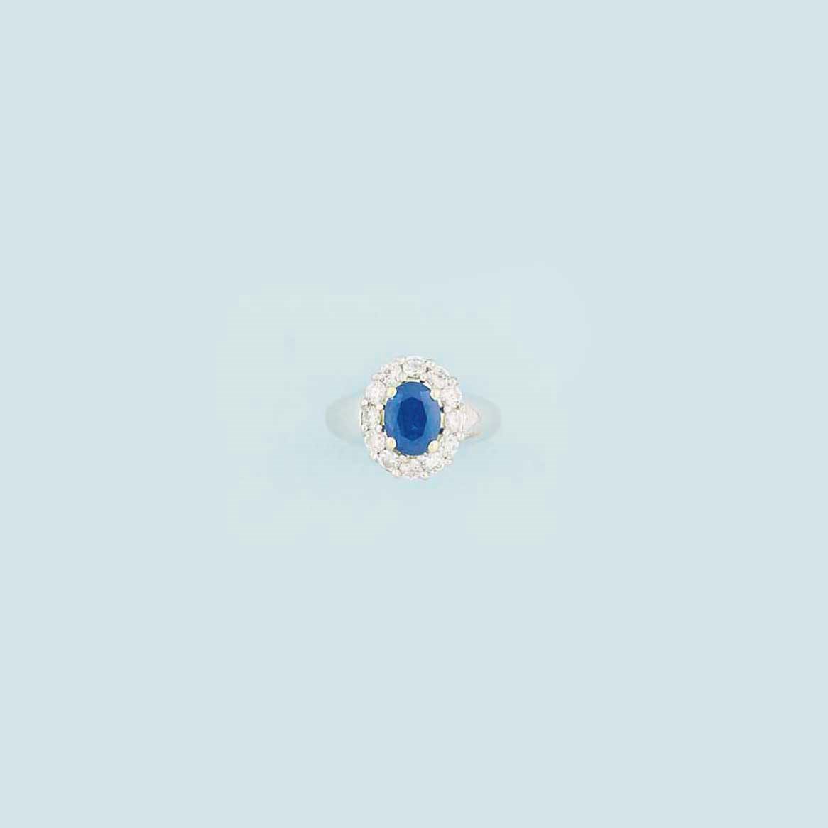 A sapphire and diamond cluster ring