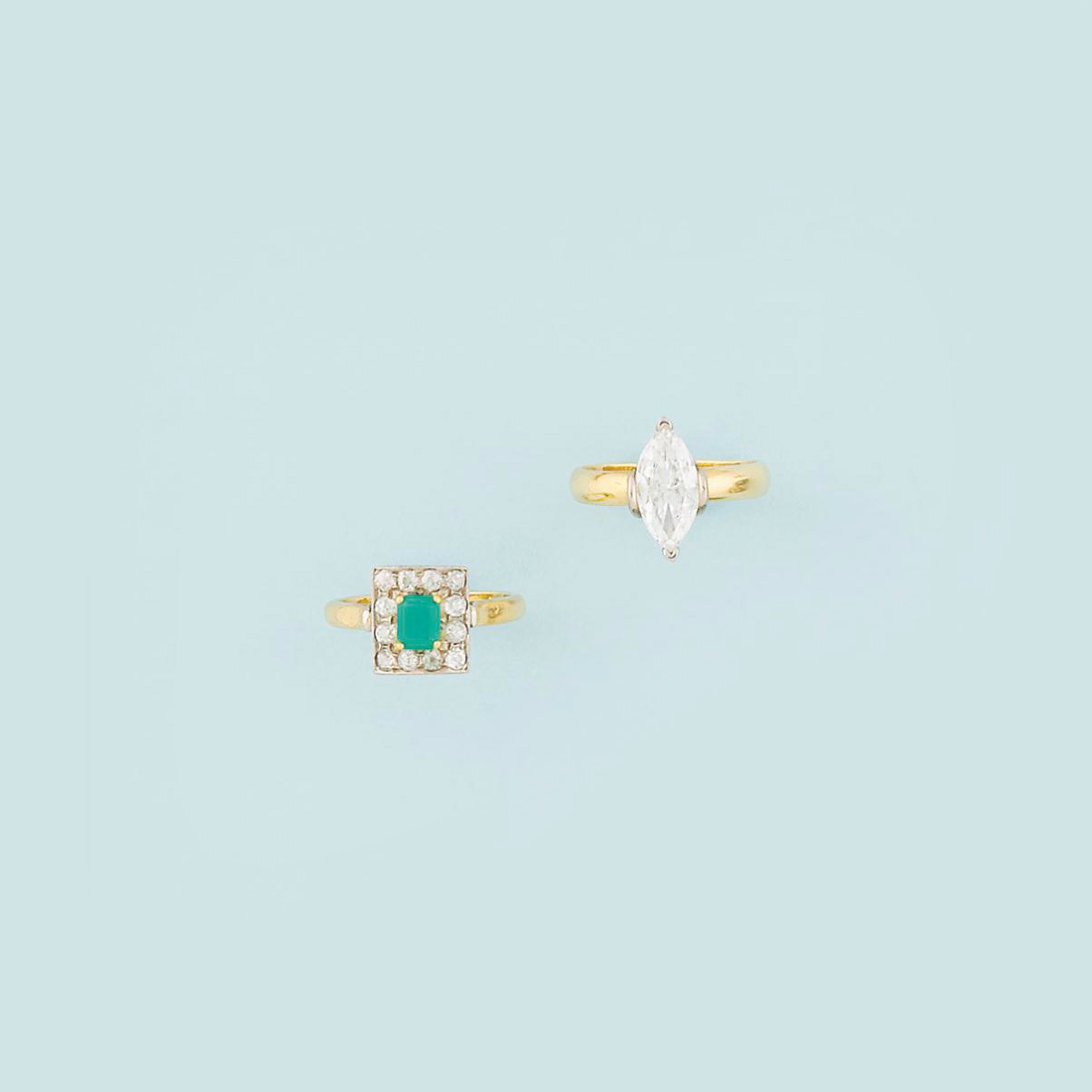 Two gem-set rings