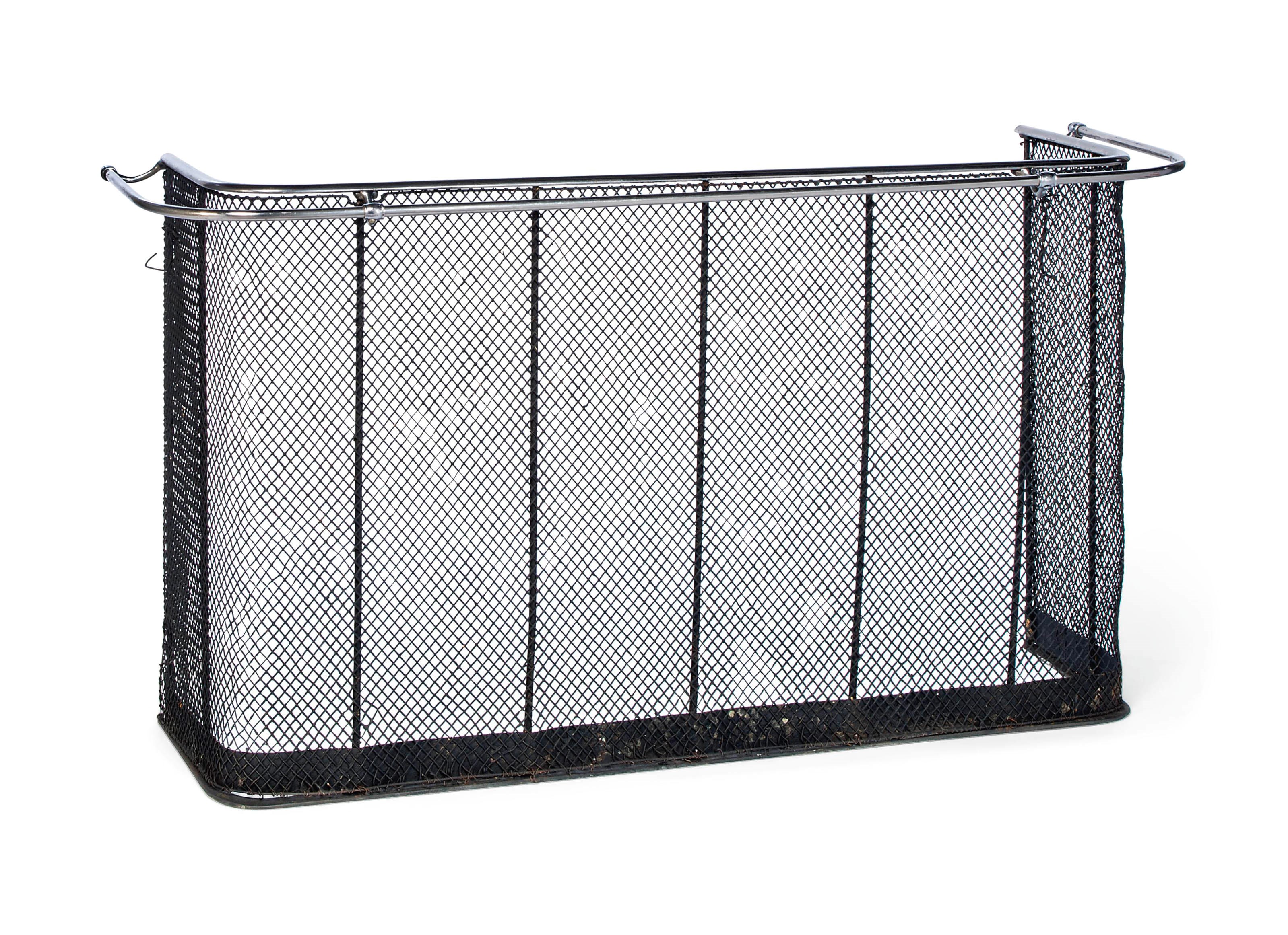 A LATE VICTORIAN CHROMIUM-PLATED AND IRON MESH NURSERY FENDER