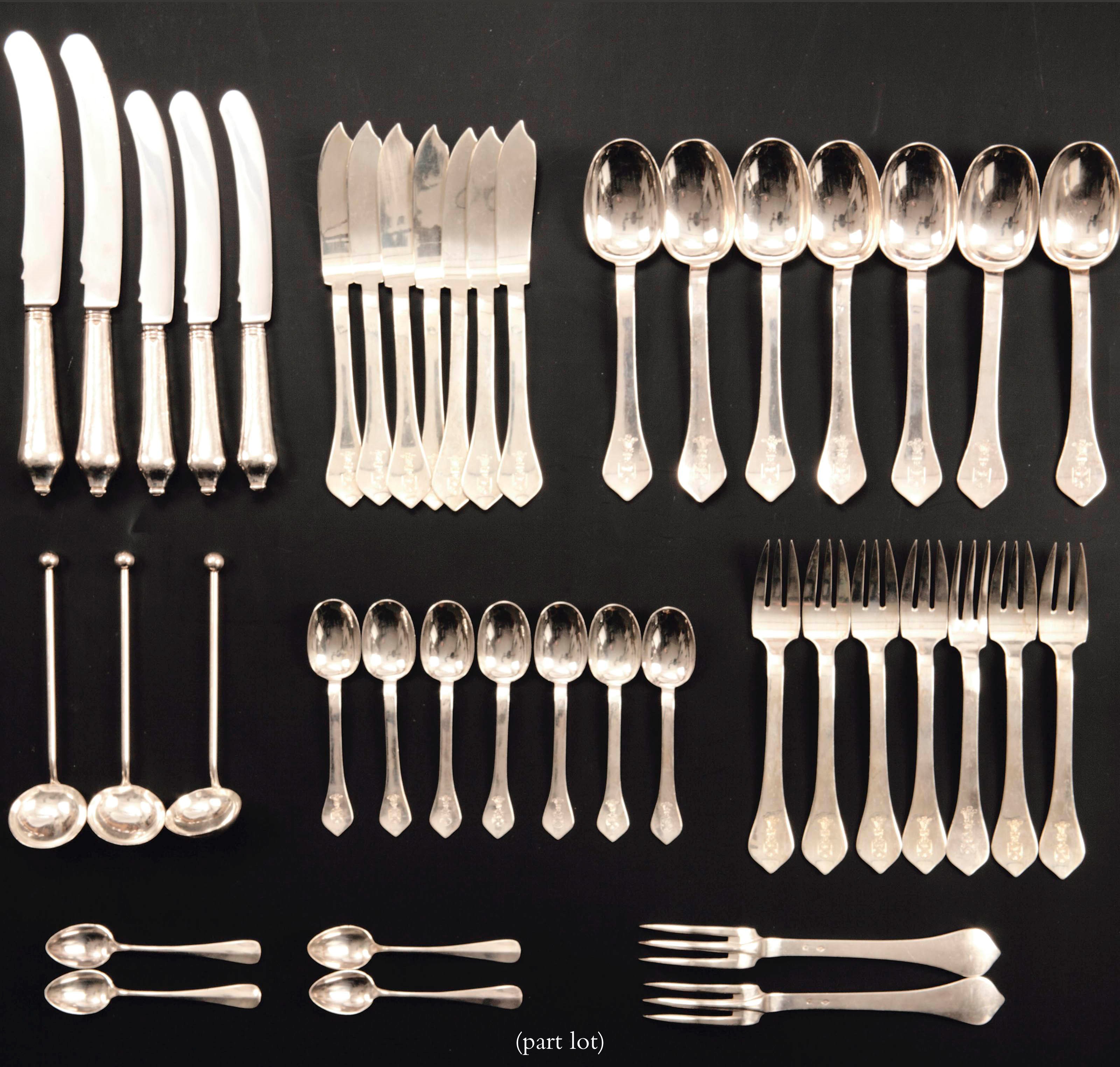 A French silver part flatware table service