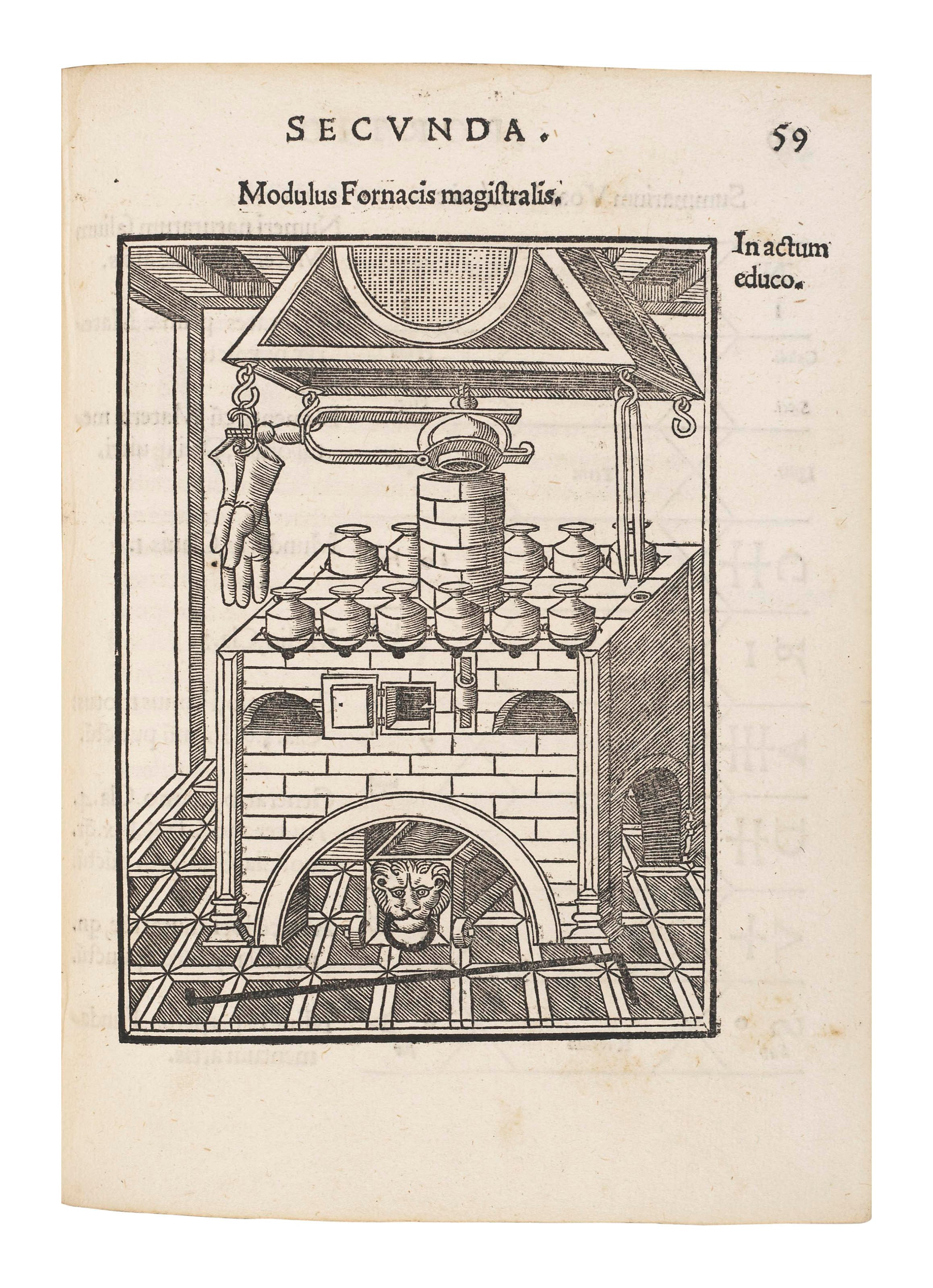 PANTHEUS, Joannes Augustinus. Voarchadumia contra alchimiam: ars distincta ab archimia & sophia. Venice: Giovanni Tacuino, 1530. 4° (200 x 150mm). Title printed in four colours within a woodcut border, double-page view of Venice, 11 full-page illustrations. (Lacking the front blank and preliminary leaves O and OO, these possibly never bound, faint dampstain, some light marginal spotting.) Modern vellum. Provenance: deleted title inscription and deleted stamp on the last leaf.