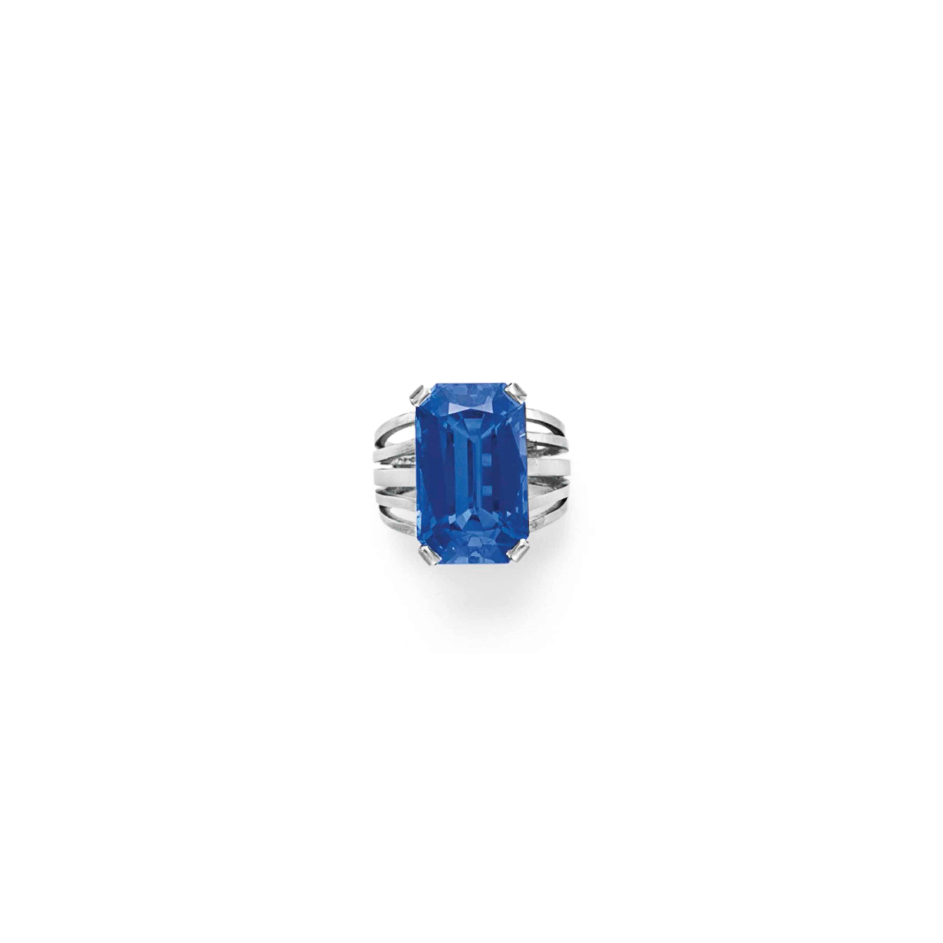 A TREATED SAPPHIRE RING