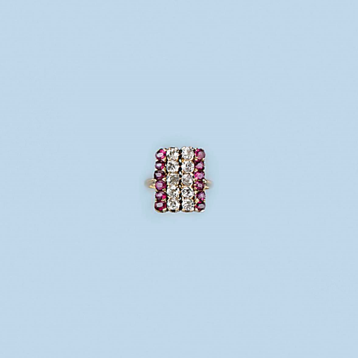 A RUBY AND DIAMOND RING