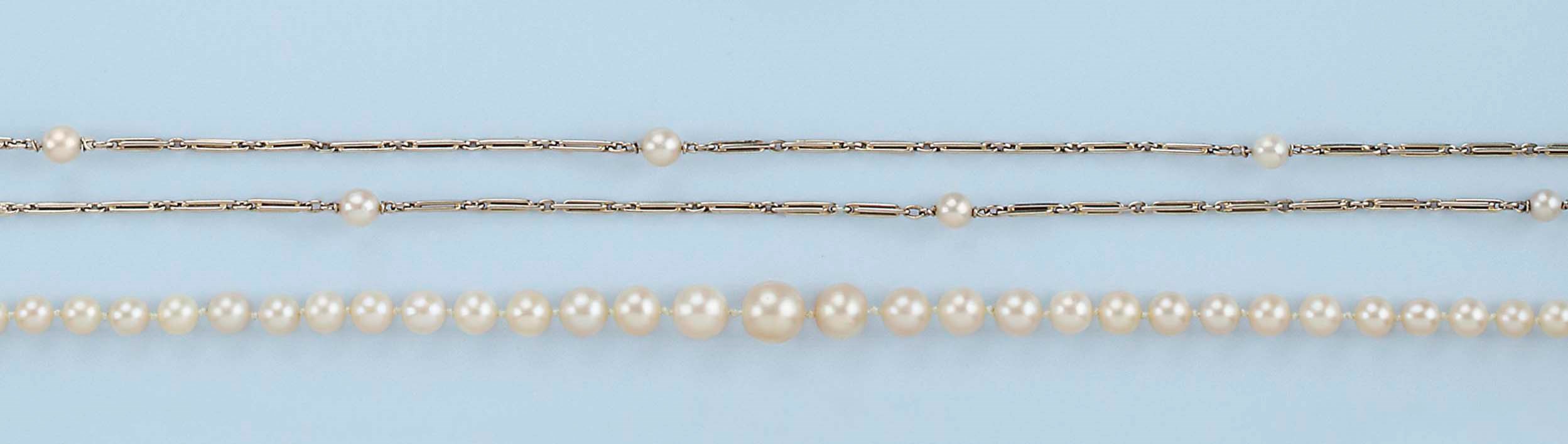 TWO NATURAL PEARL NECKLACES