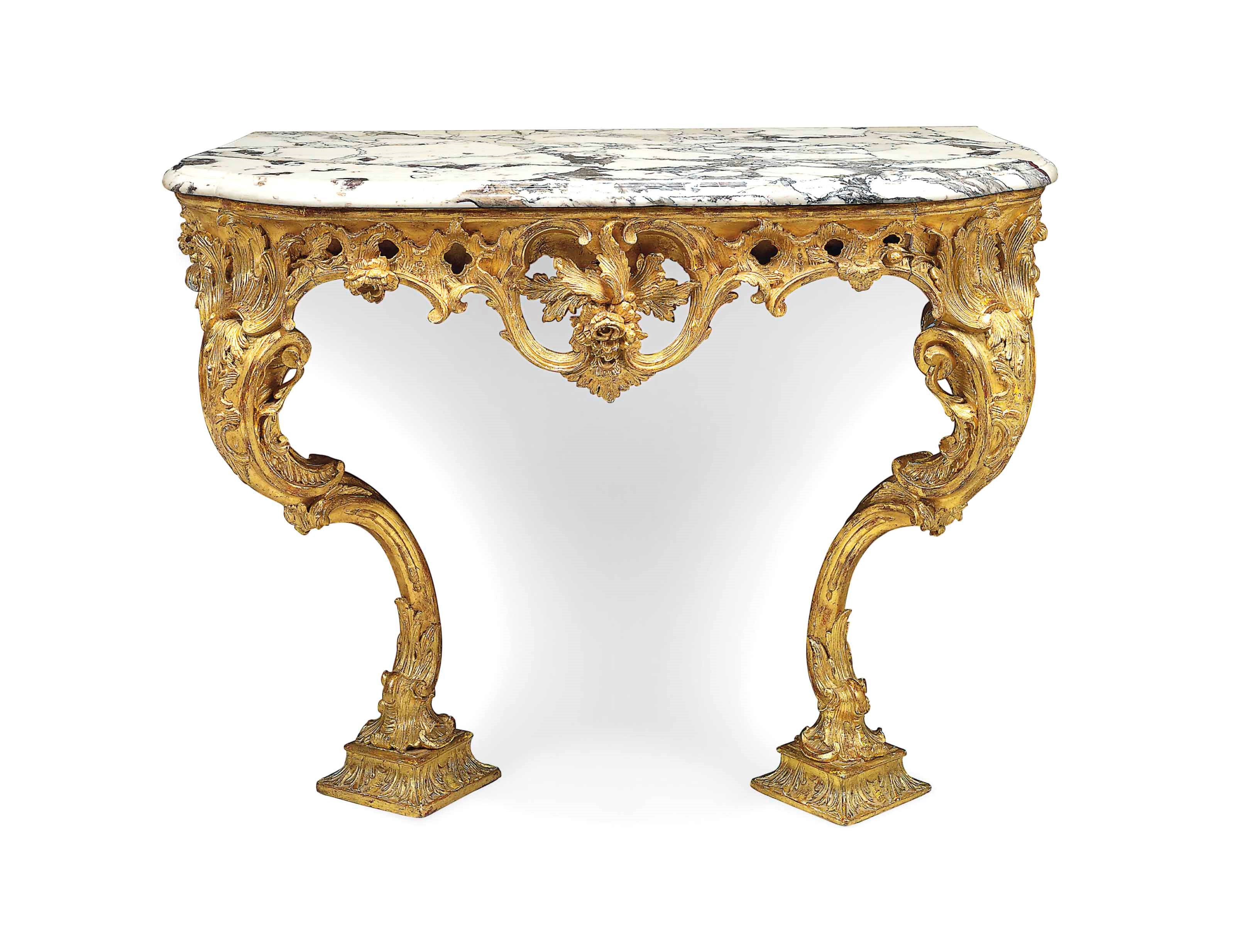 A GEORGE II GILTWOOD SIDE TABLE