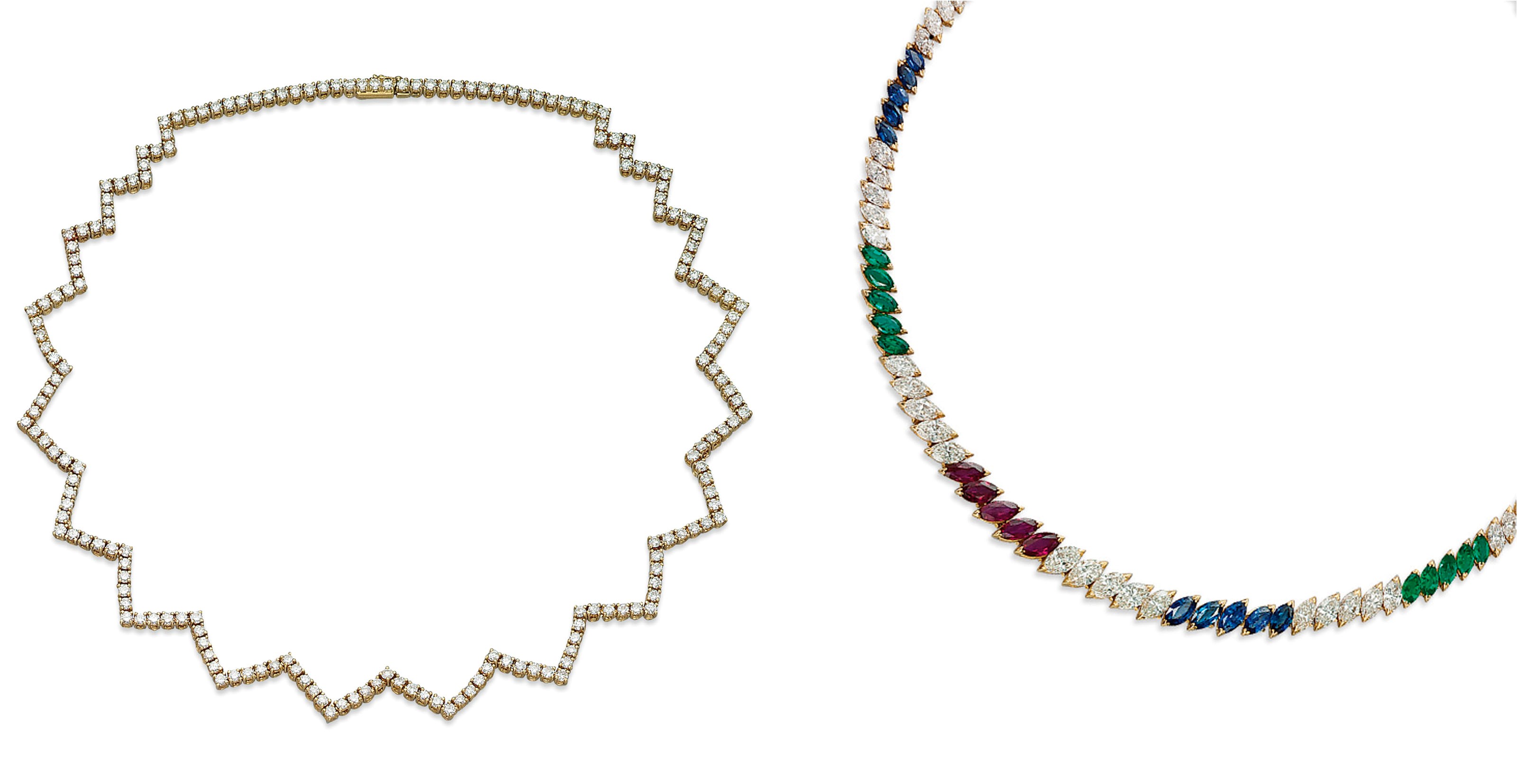 TWO MULTI-GEM NECKLACES