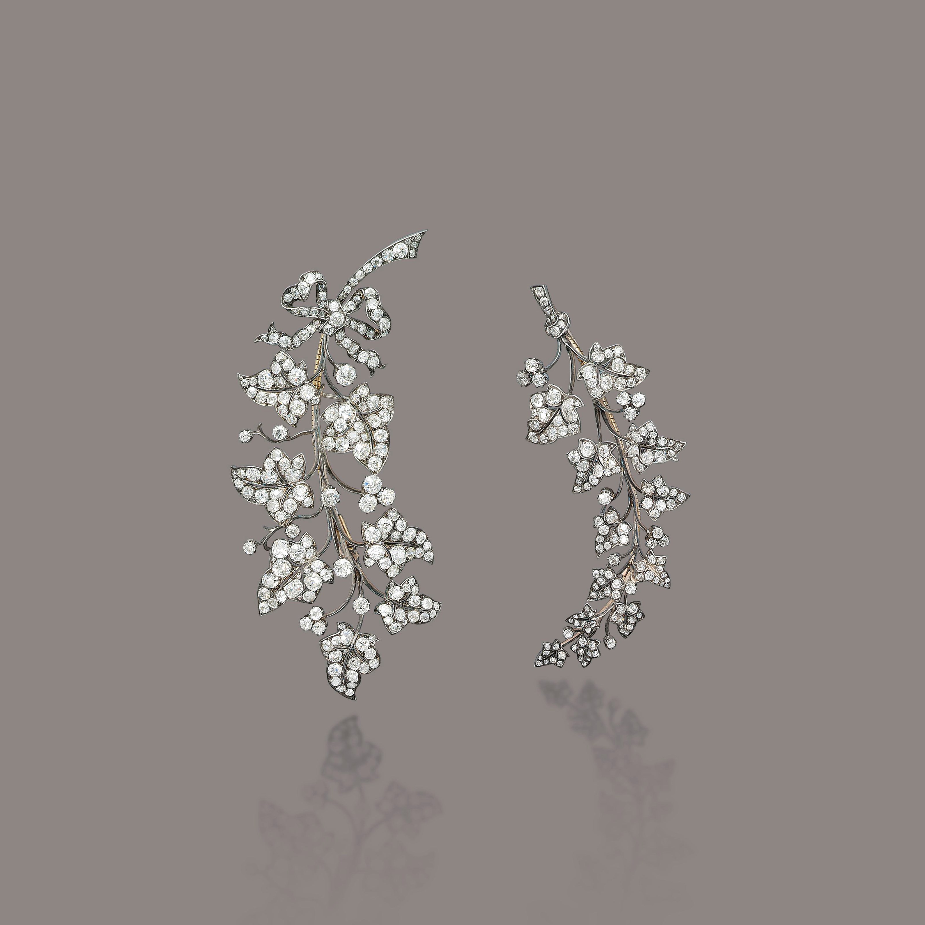 TWO ANTIQUE DIAMOND BROOCHES